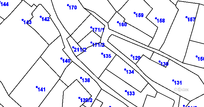 Parcela st. 135 v KÚ Loket, Katastrální mapa