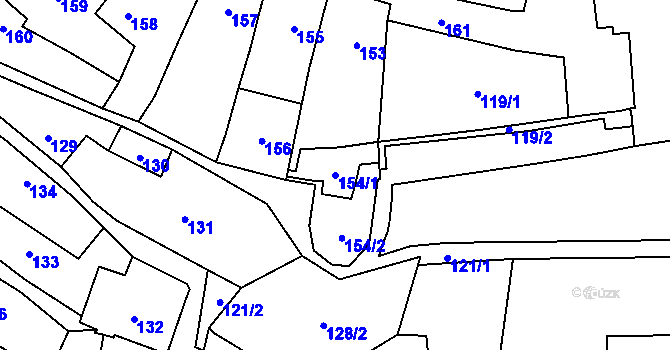Parcela st. 154/1 v KÚ Loket, Katastrální mapa