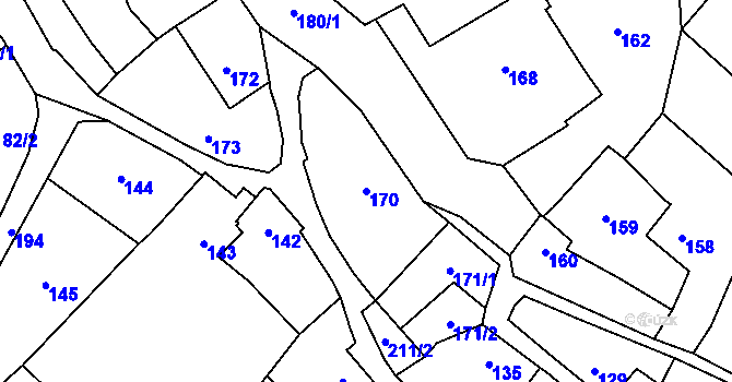 Parcela st. 170 v KÚ Loket, Katastrální mapa