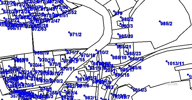 Parcela st. 210/2 v KÚ Loket, Katastrální mapa