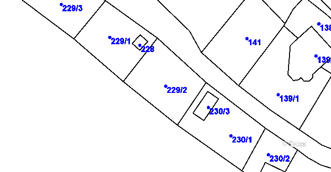 Parcela st. 229/2 v KÚ Loket, Katastrální mapa