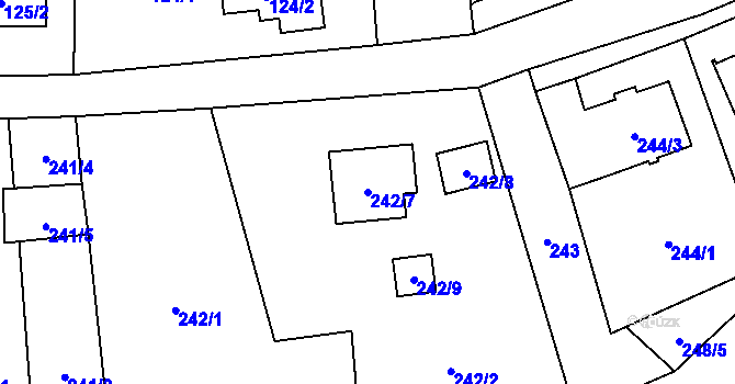 Parcela st. 242/7 v KÚ Loket, Katastrální mapa