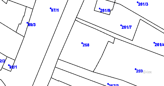 Parcela st. 258 v KÚ Loket, Katastrální mapa