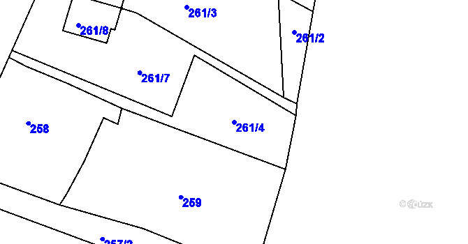 Parcela st. 261/4 v KÚ Loket, Katastrální mapa