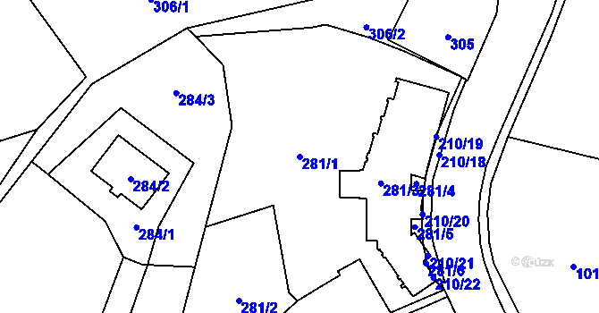 Parcela st. 281/1 v KÚ Loket, Katastrální mapa