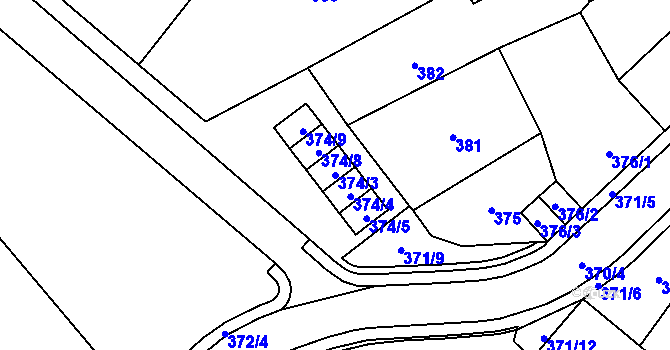 Parcela st. 374/3 v KÚ Loket, Katastrální mapa