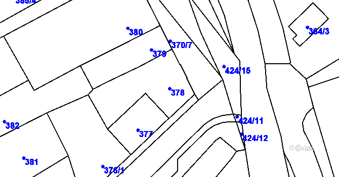 Parcela st. 378 v KÚ Loket, Katastrální mapa