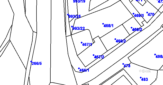 Parcela st. 467/1 v KÚ Loket, Katastrální mapa