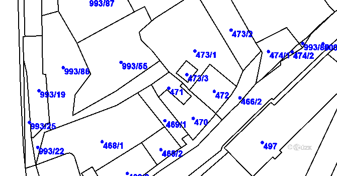Parcela st. 471 v KÚ Loket, Katastrální mapa