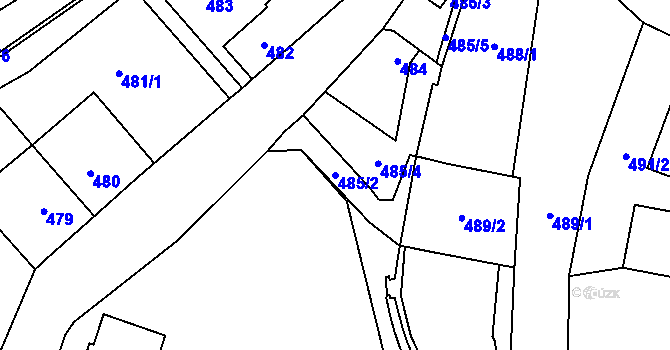 Parcela st. 485/2 v KÚ Loket, Katastrální mapa