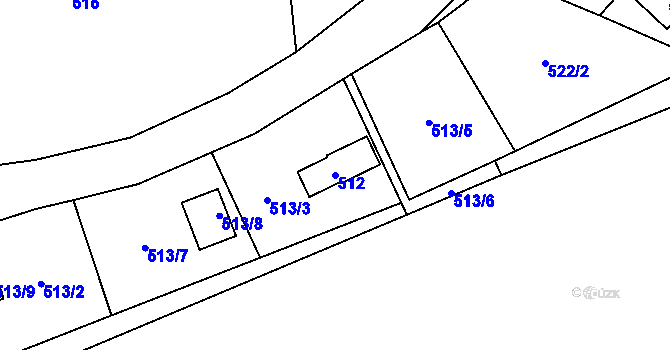 Parcela st. 512 v KÚ Loket, Katastrální mapa