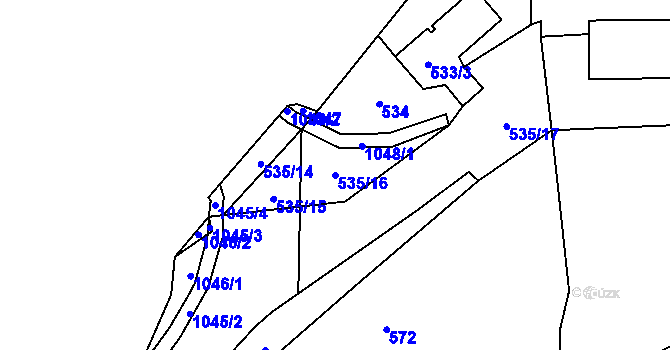 Parcela st. 535/16 v KÚ Loket, Katastrální mapa