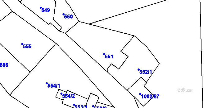 Parcela st. 551 v KÚ Loket, Katastrální mapa