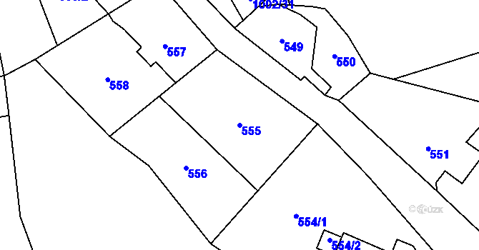 Parcela st. 555 v KÚ Loket, Katastrální mapa