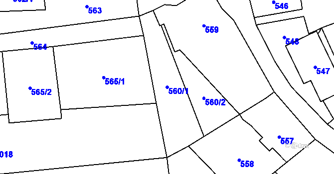 Parcela st. 560/1 v KÚ Loket, Katastrální mapa