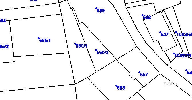 Parcela st. 560/2 v KÚ Loket, Katastrální mapa