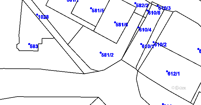 Parcela st. 581/2 v KÚ Loket, Katastrální mapa