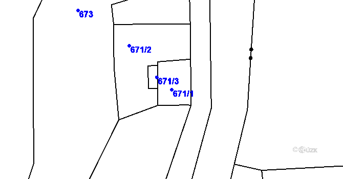 Parcela st. 671/1 v KÚ Loket, Katastrální mapa