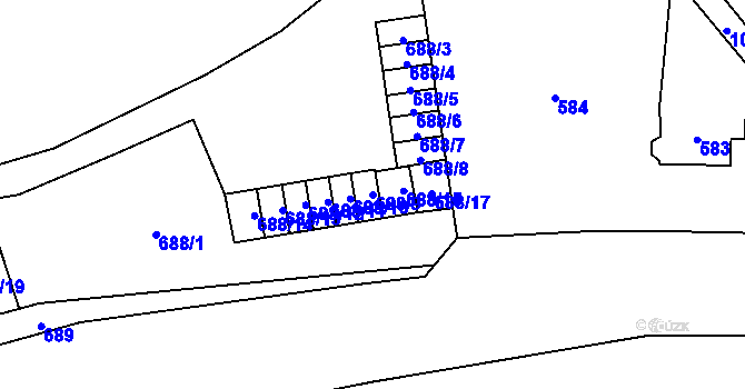 Parcela st. 688/9 v KÚ Loket, Katastrální mapa