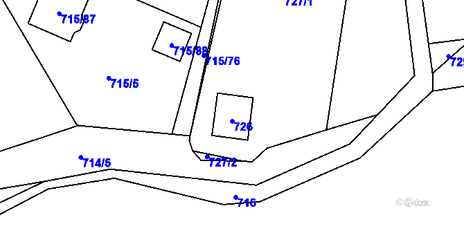 Parcela st. 726 v KÚ Loket, Katastrální mapa