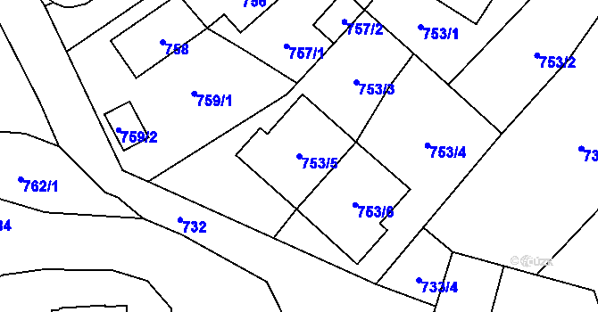 Parcela st. 753/5 v KÚ Loket, Katastrální mapa