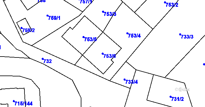 Parcela st. 753/6 v KÚ Loket, Katastrální mapa