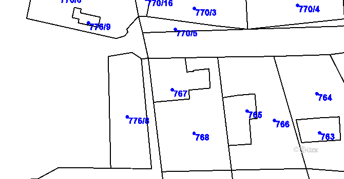 Parcela st. 767 v KÚ Loket, Katastrální mapa