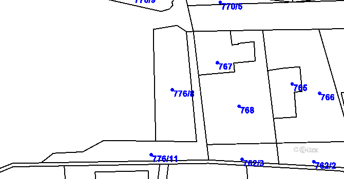 Parcela st. 776/8 v KÚ Loket, Katastrální mapa