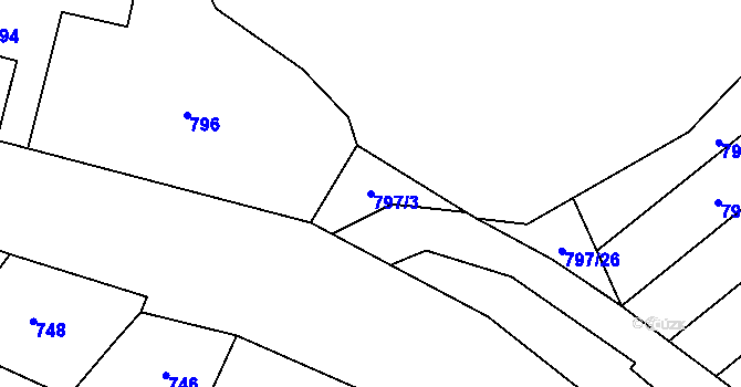 Parcela st. 797/3 v KÚ Loket, Katastrální mapa