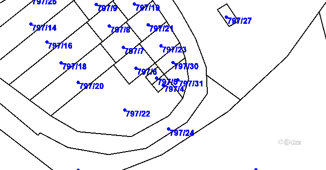 Parcela st. 797/4 v KÚ Loket, Katastrální mapa