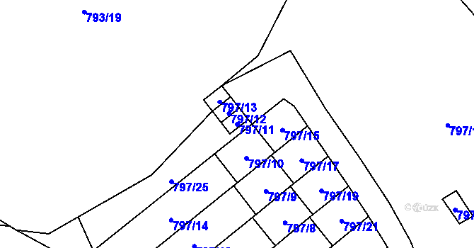 Parcela st. 797/11 v KÚ Loket, Katastrální mapa