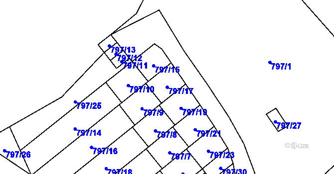 Parcela st. 797/17 v KÚ Loket, Katastrální mapa