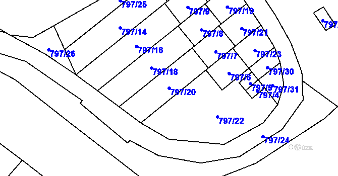 Parcela st. 797/20 v KÚ Loket, Katastrální mapa