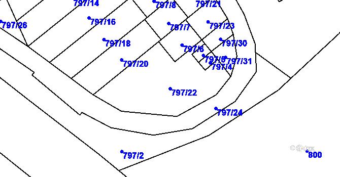 Parcela st. 797/22 v KÚ Loket, Katastrální mapa