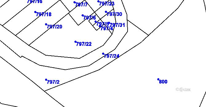 Parcela st. 797/24 v KÚ Loket, Katastrální mapa