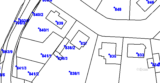 Parcela st. 837 v KÚ Loket, Katastrální mapa