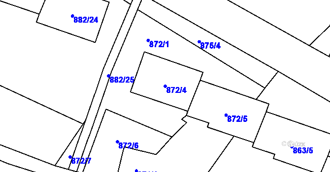 Parcela st. 872/4 v KÚ Loket, Katastrální mapa
