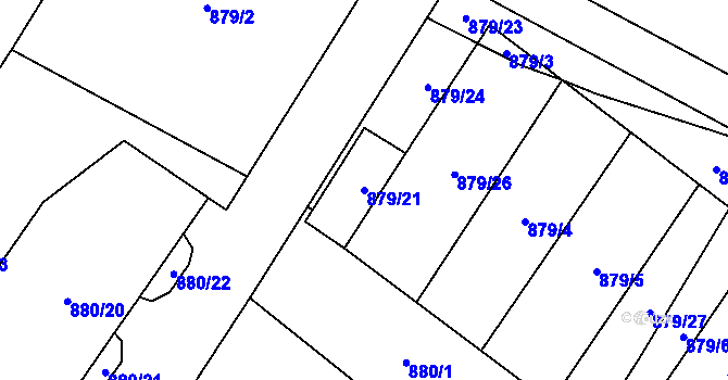 Parcela st. 879/21 v KÚ Loket, Katastrální mapa