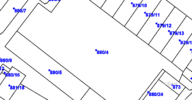 Parcela st. 880/4 v KÚ Loket, Katastrální mapa