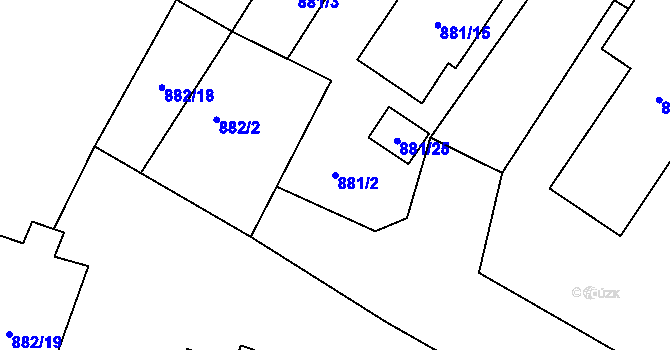 Parcela st. 881/2 v KÚ Loket, Katastrální mapa