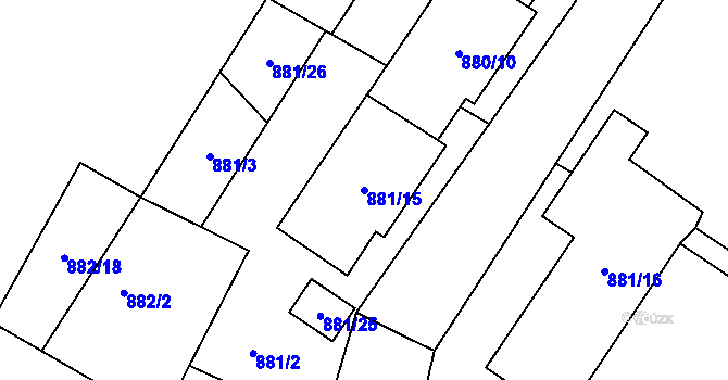 Parcela st. 881/15 v KÚ Loket, Katastrální mapa