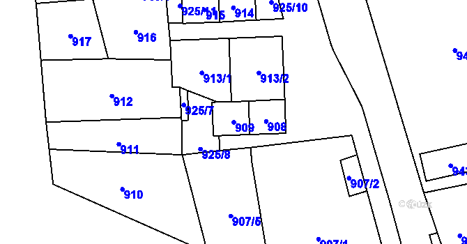 Parcela st. 909 v KÚ Loket, Katastrální mapa