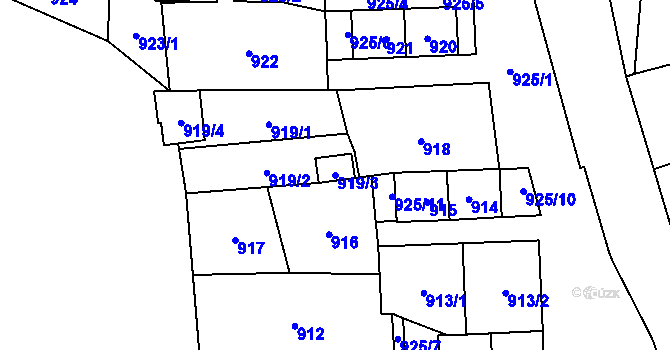 Parcela st. 919/3 v KÚ Loket, Katastrální mapa
