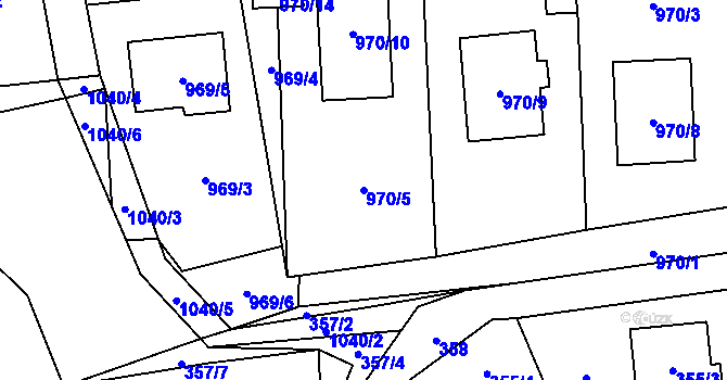 Parcela st. 970/5 v KÚ Loket, Katastrální mapa