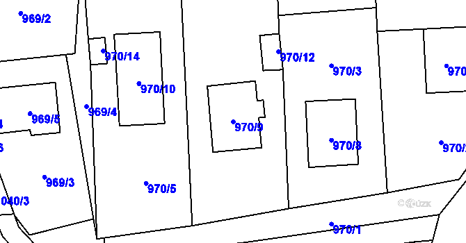 Parcela st. 970/9 v KÚ Loket, Katastrální mapa