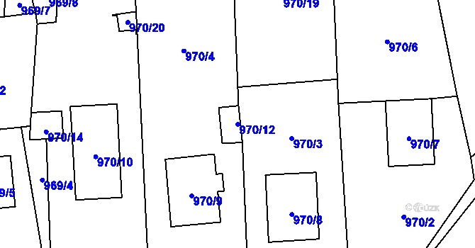 Parcela st. 970/12 v KÚ Loket, Katastrální mapa
