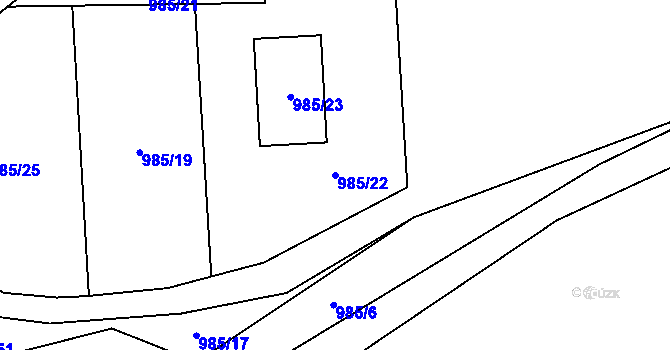 Parcela st. 985/22 v KÚ Loket, Katastrální mapa