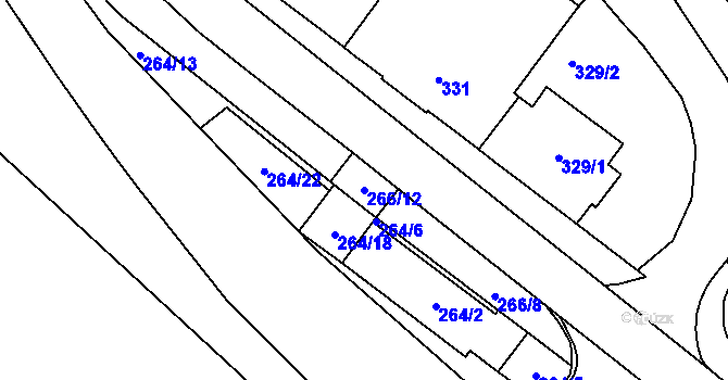 Parcela st. 266/12 v KÚ Loket, Katastrální mapa