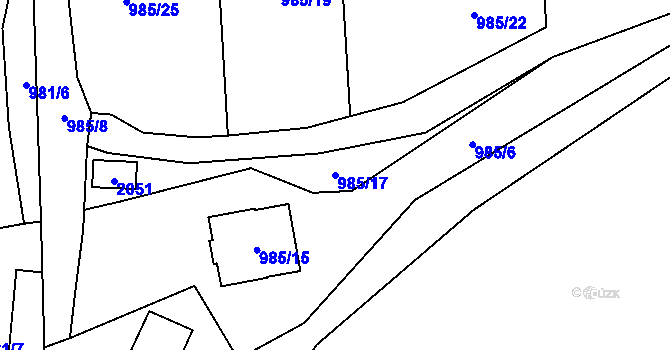Parcela st. 985/17 v KÚ Loket, Katastrální mapa