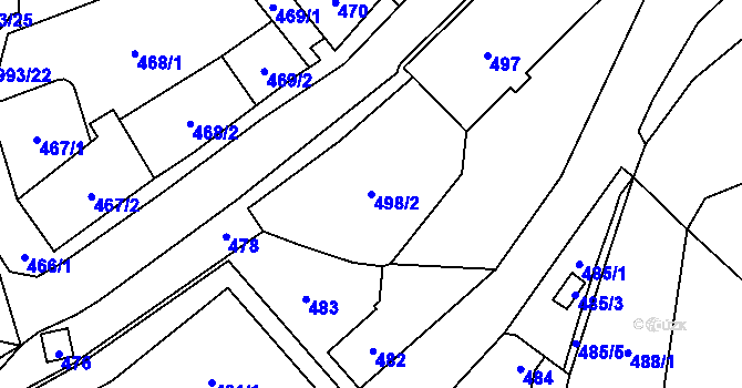 Parcela st. 498/2 v KÚ Loket, Katastrální mapa